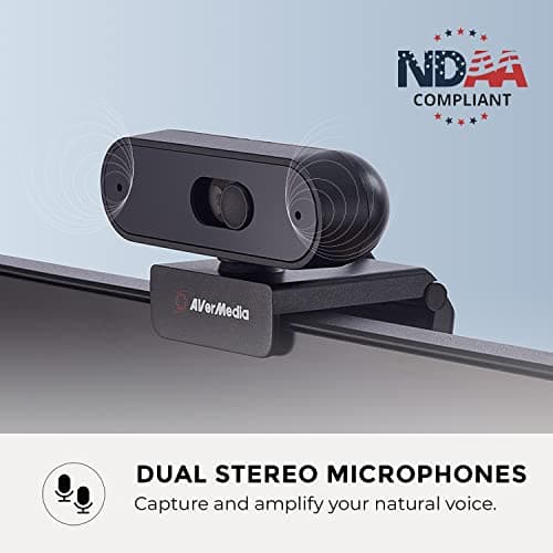 AVerMedia PW310P Webcam - Full 1080p 30fps HD Camera with Autofocus and Dual Stereo Microphones, Work from Home, Remote Learning - NDAA Compliant 5