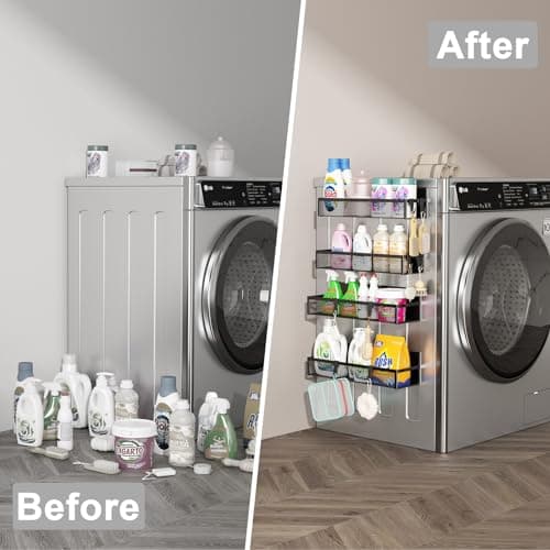 Aufworld Magnetic Spice Rack for Refrigerator, 4 Pack Magnetic Shelf, Fridge Magnet Organizer with Moveable 8 Hooks, Magnetic Fridge Shelf for Kitchen Organization and Storage (4 Pack) 6