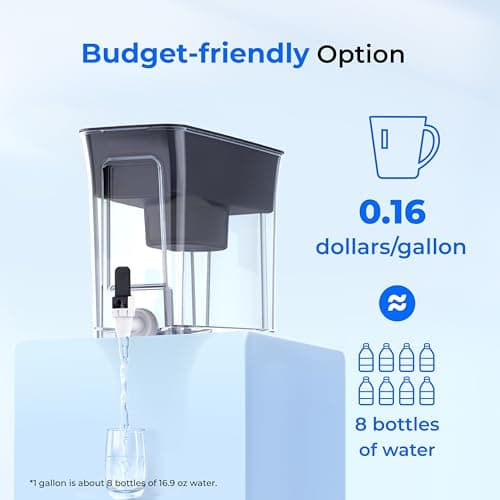 Waterdrop 35-Cup Slim Water Filter Dispenser, Large Capacity, 200-Gallon Long-Life, Faster Filtration, Reduces Chlorine, PFOA/PFOS and More, BPA Free, Black (with 1 Filter) 8
