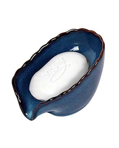 Floatant Soap Dish, Ceramic Dish Soap Holder, Self Draining Soap Holder, Easy to Clean Keeps Soap Dry, Soap Dishes for Bathroom, Kitchen, Toilet (Blue)