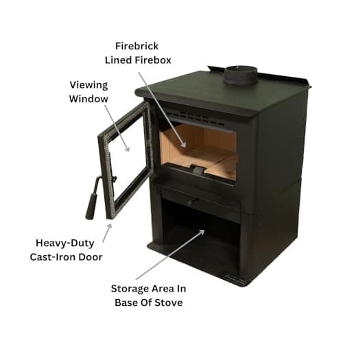Comfort Glow Wood Burning Stove, Heats Up to 2,500 Sq Ft, 21" Logs, Plate Steel & Cast Iron, Large Glass Window, FireBrick Lined, USA-Approved for Mobile Homes 5
