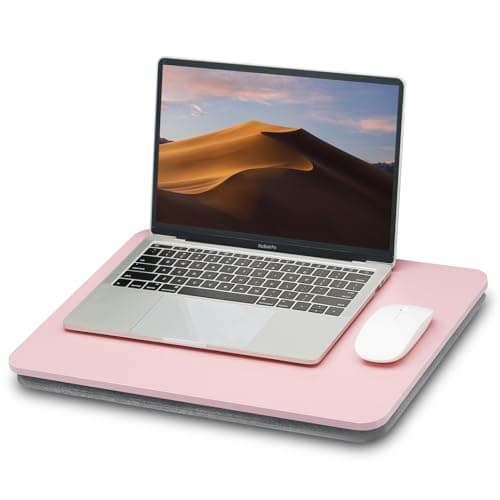ZEAPTAC Portable Lap Laptop Desk with Pillow Cushion, Fits up to 15.6 inch Laptop, Lap Stand for Bed & Couch & Carpet, Book Tablet/Drawing Board/Computer Laptop Stand - Pink