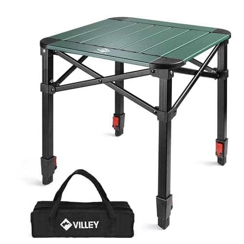 VILLEY Folding Camping Square Table with Carry Bag, Lightweight Aluminum Adjustable Square Table for Outdoor, Camping, Picnic, Backyards, BBQ (S) 8