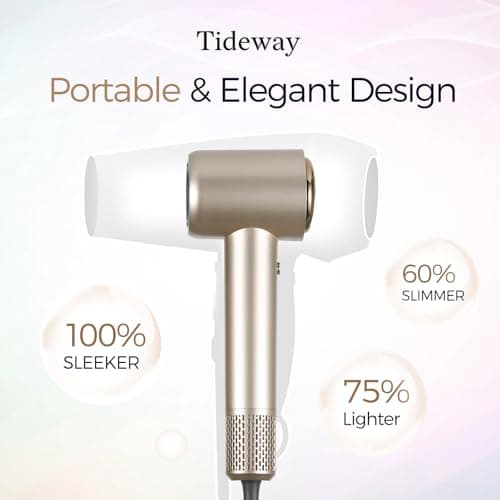 Tideway Hair Dryer Professional High-Speed Ionic Blow Dryer 110,000 RPM, Compact Hair Dryer with Magnetic Diffuser, Fast Drying with Brushless Motor Low Noise Smart Temperature Control-H11 8