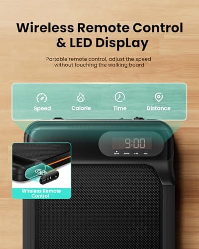 Abonow Portable Walking Machine Pad, Under Desk Treadmill with Incline for Home Office 2.5HP, LED Display, 265 Lbs Weight Capacity with Remote Control, Black Orange 5