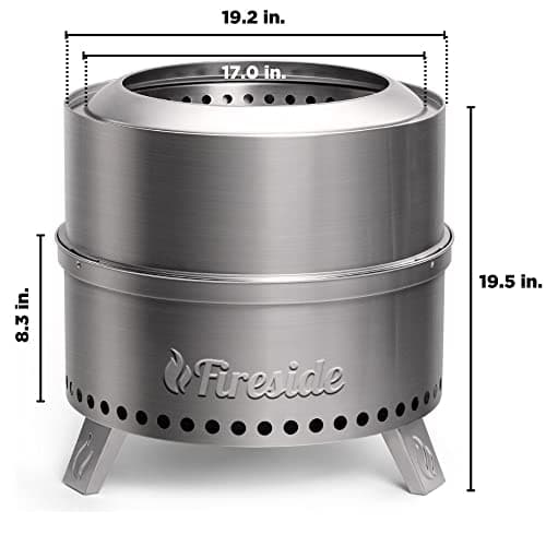 TURBRO 19 Inch Smokeless Fire Pit for Outdoor Wood Burning, Portable 304 Stainless Steel Camping Stove with Stand, Removable Ash Pan, Waterproof Storage Bag, Unique Nested Design, Pluto R19-SS, Silver 8