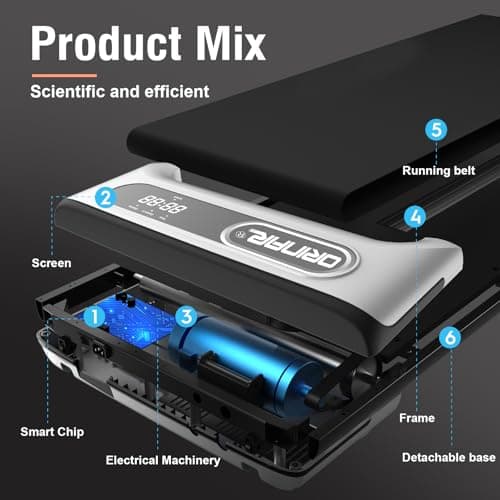 Orinar Under Desk Treadmill, Walking Pad with Remote Control, 2.5 HP Portable Walking Jogging Running Machine for Home Office, LED Display, Sliver 5