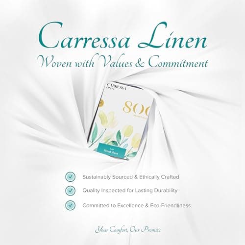 Carressa Linen Luxury 100% Egyptian Cotton Full Fitted Sheet Only - Premium 800 TC Hotel Quality Deep Pocket Cotton Fitted Sheets, Soft Sateen Weave Bottom Sheet, Fits Mattress up to 18 In Crisp White 8