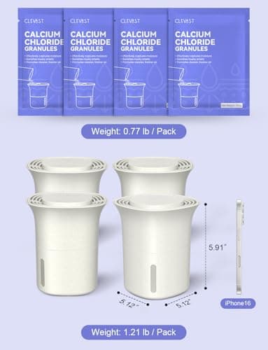 CLEVAST Refillable Moisture Absorbers Boxes - 4 Pack 12.5 oz Reusable Dehumidifier Boxes for Closets, Wardrobes & Bathrooms, Removes Excess Moisture, Dampness & Humidity 8