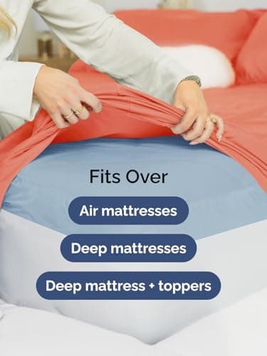 Extra Deep Cal King Fitted Sheet - Hotel Luxury Single Fitted Sheet Only - Easily Fits 18 inch to 24 inch Mattress - Ultra Soft, Wrinkle & Fade Free w/Extra Deep Pockets - Breathable & Comfy - Coral 6
