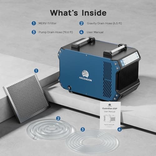 ARGENDON 180 Pints Crawlspace Dehumidifiers with Pump and Drain Hose, Commercial Dehumidifier for Basement, Industrial Large Spaces, Basement, Job Sites, cETL, 5-Year Limited Warranty 7