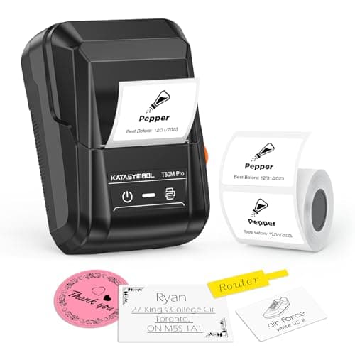 SUPVAN T50M Pro Bluetooth Label Maker Machine with Tape, Wide Waterproof Label, Versatile App with 30+ Fonts and 660+ Icons, Inkless Labeler for Home, Kitchen, School, Office Organization, Black