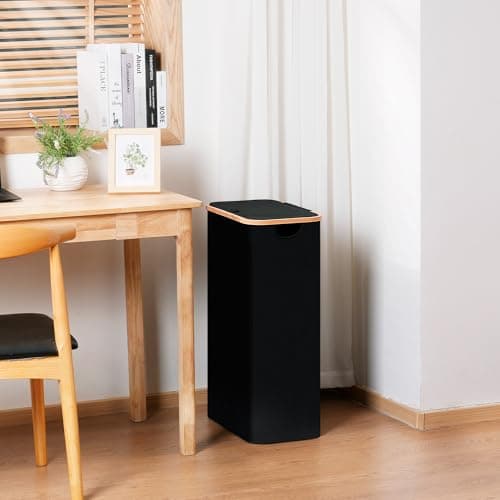 Vincona Slim Laundry Basket with Lid, Narrow Dirty Clothes Hampers for Laundry with Handle, Skinny Laundry Bin for Laundry Room, Dorm, Bedroom and Bathroom, 19.8 Gallon (75L) Black 6