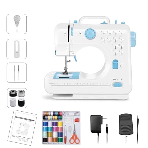 Sewing Machine for Beginners, mini Electric Sewing Machine with Dual Speed, 12 Built-in Stitches, Foot Pedal and 42-Piece Sewing Kit for Home DIY Projects