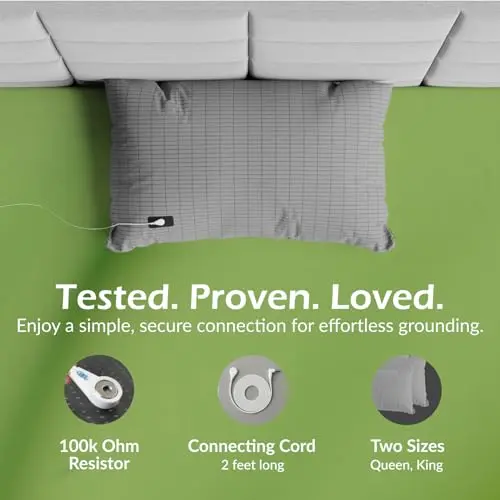 The Grounding Co. Terra Grounding Pillow Case – King Size 20x37in– Premium Fabric Blend – Organic Egyptian Cotton & Silver-Infused Threads – Pillow Cover for Sleep & Recovery 5