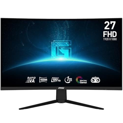msi G27C3F 27-inch 1920 x 1080 (FHD) Gaming Monitor, 180Hz, Free Sync, HDMI, DisplayPort, VESA Mountable, Tilt, Height Adjustable, Speaker, 1ms, Black