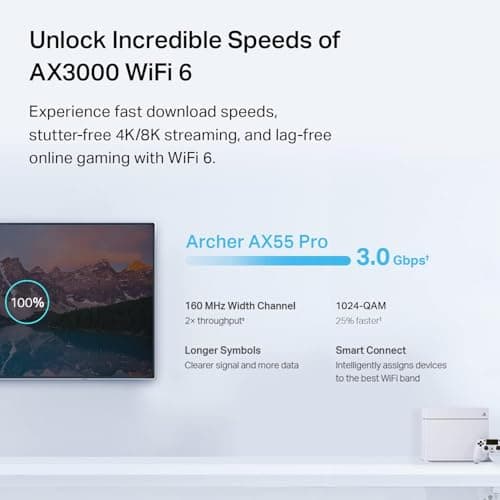 TP-Link AX3000 WiFi 6 Router (Archer AX55 Pro) - Multi Gigabit Wireless Internet, 2 x 2.5 Gbps Ports, Dual Band, VPN Router, OFDMA, MU-MIMO, USB 3.0 Port, WPA3, Compatible with Alexa 5