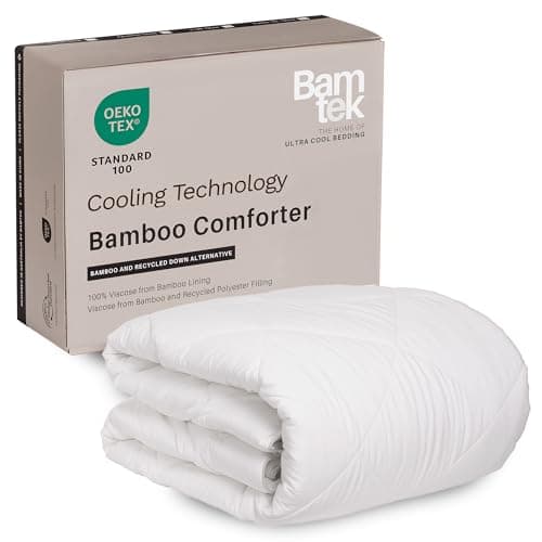Bamtek 100% Viscose Derived from Bamboo Comforter, Cooling Comforter, Duvet Insert, Breathable, Extra Fluffy, Lightweight Comforters, Queen Size
