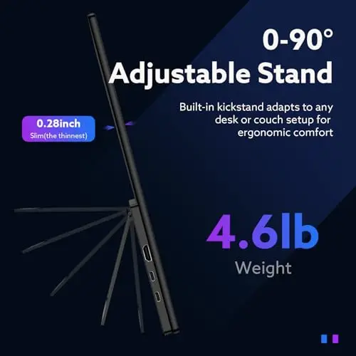 GWSGUT 23.8'' Portable Monitor, 4K UHD (3840 * 2160) 100% sRGB Fast IPS External Gaming Screen, 60Hz USB-C HDMI Built-in VESA Stand Speakers, for Laptop PC Mac Phone PS4/5 Xbox Switch 3