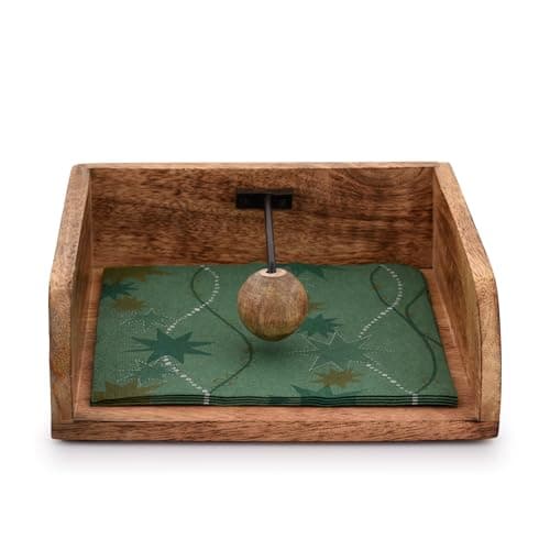 BHAVATU Rustic Farmhouse Wood Napkin Holder, Napkin Holder for kitchen Tables, Counter tops, Indoor and outdoor, Picnic, Restaurants, Cafe, Vintage Home decor (8" X 8" X 2.8") 4