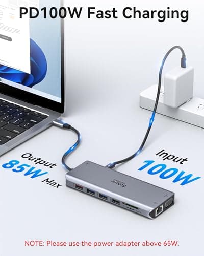 Selore USB C Docking Station Dual Monitor,Laptop Docking Station,14 in 1 Docking Station 3 Monitors with 2 HDMI,VGA,10G USB A/C,100W PD,6 USB A/C Ports,USB C Hub Multiport Adapter for Windows Laptops 5