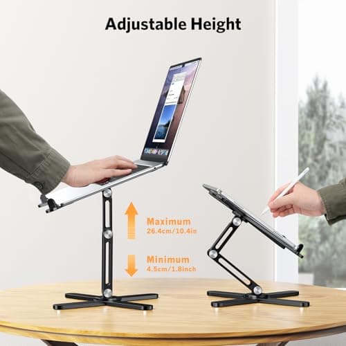 OMOTON 360° Rotating Laptop Stand Riser for Desk, Ergonomic Foldable Computer Stand Adjustable Height Angles for Collaborative Work, Easy Storage Fit Macbooks,All Laptops up to 16 inches, Black 7