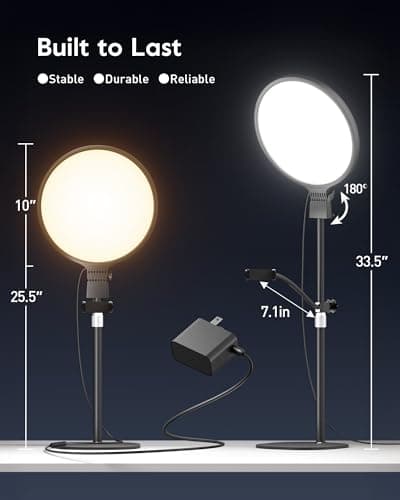 1300 Lumens Ring Light with Stand for Desk, Computer & Laptop – Podcast & Streaming Light with Flexible Phone Holder, CRI 98+ Bright Yet Soft Influencer Light for Video Recording, Conference & Calls 7