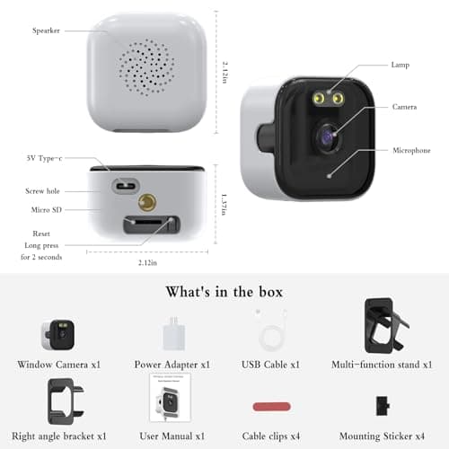 ANYQOO 3MP 2K Window Camera, Indoor/Outdoor Security 2.4GHz & 5GHz WiFi Camera for Home Security, ChroMax AI Color Night Vision, Person/Motion Detection, 24/7 Recording, Easy Install 1Pack 9