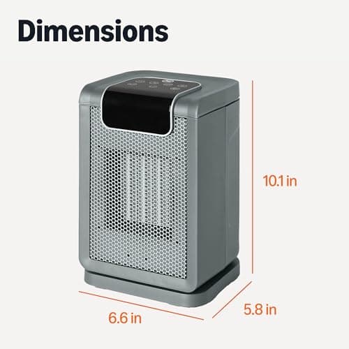 Amazon Basics Space Heater for Indoor Use with PTC Ceramic Technology, 1500W, Remote Control, 70° Oscillation, Digital Display, 5 Heat Modes, 24-Hour Timer, 10-inch, Grey 5