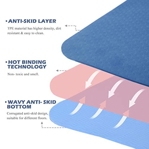 UMINEUX Yoga Mat Extra Thick 1/3'' Non Slip Yoga Mats for Women, Eco Friendly TPE Fitness Exercise Mat with Carrying Sling & Storage Bag 7