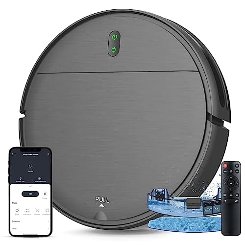 MAMNV Robot Vacuum and Mop Combo, WiFi/App, Vacuum and Mop Robot with Schedule, 2 in 1 Mopping Robot Vacuum with Watertank and Dustbin, Self-Charging, Slim, Ideal for Hard Floor, Pet Hair, Carpet