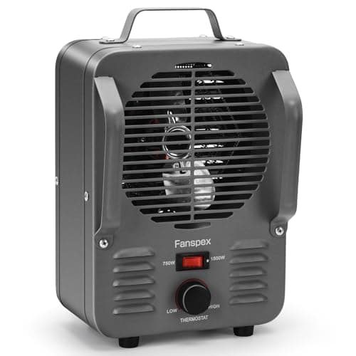 Fanspex Portable Space Heater, 1500W/750W Electric Milk-house Heaters for Indoor Garage Workshop Greenhouse Bathroom Use, Adjust Thermostat with Overheat and Tip-Over Protection