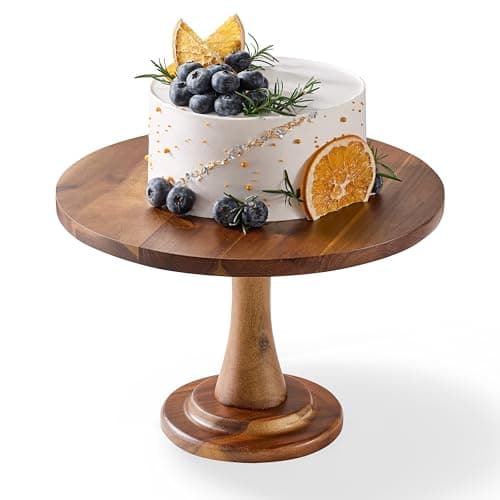 Tidita Acacia Wood Cake Stand Rustic – 12 inch Wooden Round Cake Stands for Cupcake - Cake Plate Pedestal for Dessert Table - Food Display Risers for Decor, Wedding, Restaurant, Party (12 Inch)