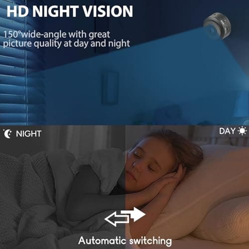 1080P HD Mini Wireless Camera - Extended Battery Life, Indoor Home Security Camera with AI Human Eye Detection, Automatic Night Vision, WiFi Baby Monitoring, SD Card Loop Recording and App Control 6