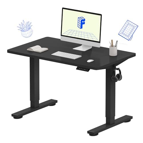FLEXISPOT EN1 One-Piece Standing Desk, 40"x24" Seamless Desktop Electric Height Adjustable for Home Office, Study Rooms & Multi-Device Workstations, Black