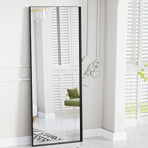 BEAUTYPEAK 21" X 64" Full Length Mirror, Modern Black Deep Frame Floor Mirror, Rectangular Wall Mounted Dressing Mirror for Bedroom, Living Room, Bathroom, Hanging or Leaning, Black 8