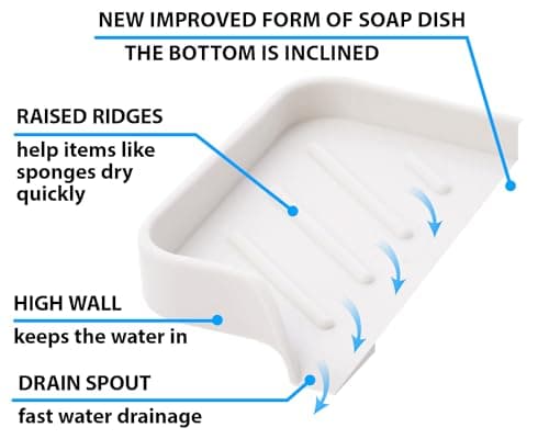 Silicone Soap Dish & Tray - Self Draining, Durable Rubber with Drainage - Kitchen & Shower Soap Holder 5