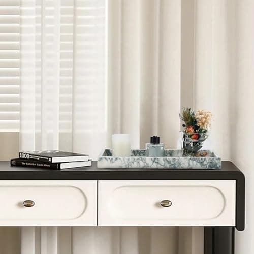 MULWR Marble Bathroom Tray,Pure Natural Vanity Tray,Marble Tray for Kitchen Counter Non-Ceramic/Non-Resin,Stone Trays 12 x 8 inch Cyan Green 7