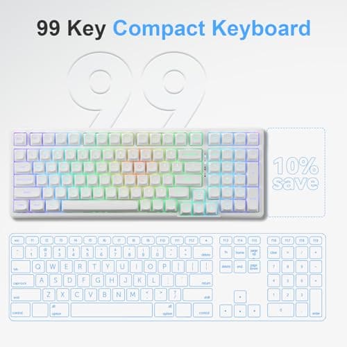 HUO JI E-Yooso Creamy Mechanical Keyboard Wired, Hot Swappable, Pre-lubed Linear Switches, Gasket Structure with Sound Dampening Foam, RGB Backlit, 99 Keys Custom Gaming Keyboard for PC/Mac,White 8