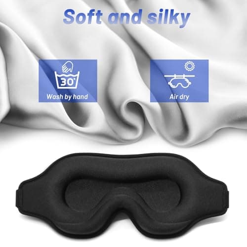 Sleep Eye Mask for Men Women, Lash Extensions 3D Sleeping Mask, Travel Blackout Night Blindfold Eye Shade Cover with Adjustable Strap (Black-3D) 6
