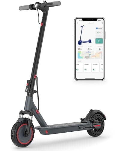 Electric Scooter, 350W Motor, Dual Suspension Kick Scooter, 23 Miles Long Range & 19 MPH & 8.5" Solid Tires, Foldable E Scooter with Smart APP Control, Cruise Control for Adults