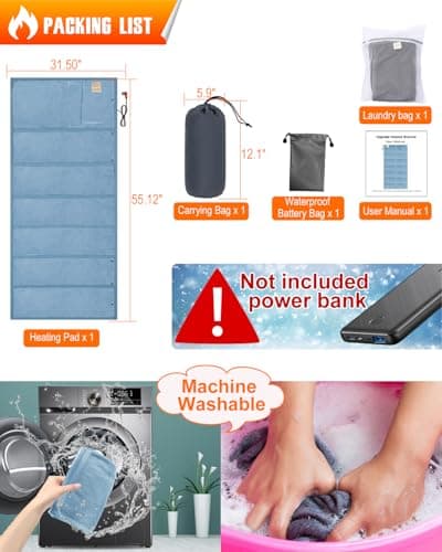 NJDGF Heated Blanket Battery Operated Portable - Electric USB Throw Blanket Cordless for Camping Winter Outdoor Indoor (Blue) 7