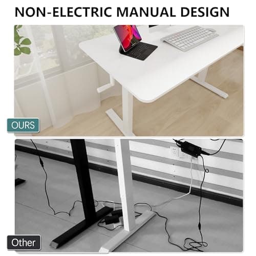 Whole Piece Manual Standing Desk Adjustable Height with Lockable Casters- Hand Crank Stand up Desk with Wheels, Mobile Sit to Stand Workstation with Handle 5