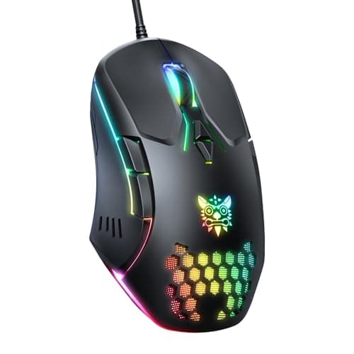 Wired PC Gaming Mouse: High Precision Sensor,RGB Backlit, Adjustable DPI, 7 Buttons Programmable,Ergonomic mice for Office & Gaming on Windows/Mac/Linux/Chrome-Black