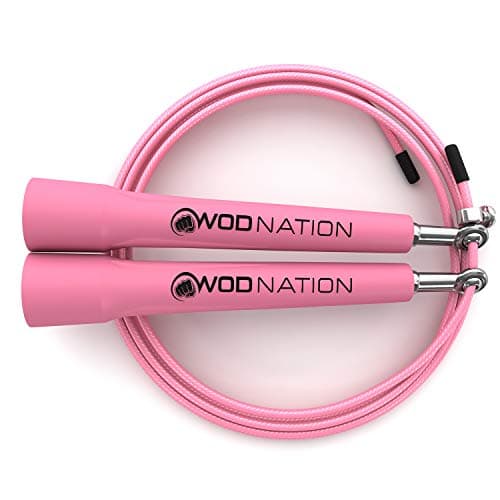 WOD Nation Speed Jump Rope Exercise Equipment - Pink, Alloy Steel, Adjustable Length - Fitness & Cardio Workout Equipment for Home Gym - MMA Training, Boxing & Skipping for Kids & Adults 8
