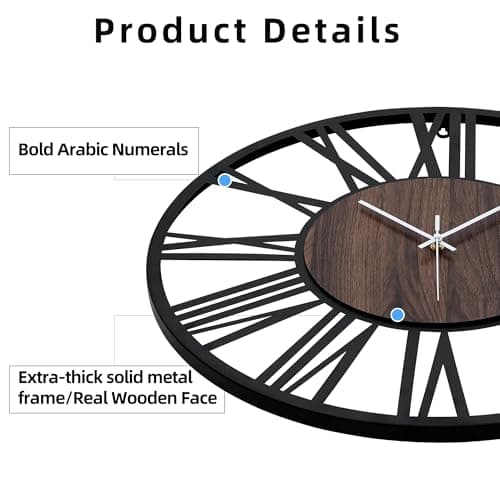 Mee 2ou 20 Inch Large Metal Wall Clock with Voice and Light Sensor Night Light, Glow in The Dark Non-Ticking Silent Battery Operated Decorative Oversized Wall Clock for Bedroom Living Room Decor 7