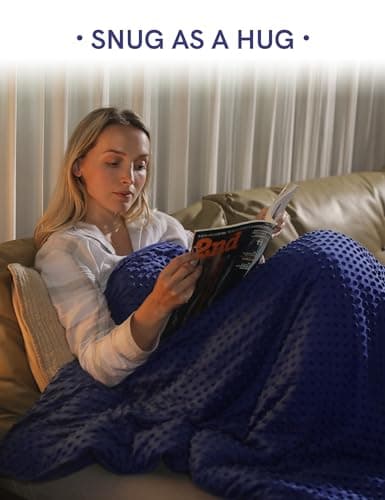 YnM Fuzzy Duvet Cover for Weighted Blankets (Navy Blue, 60''x80'') 6