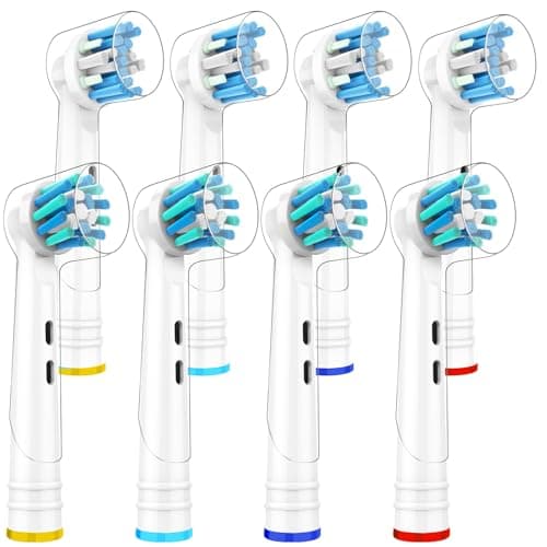 FIRIK Toothbrush Heads Replacement Compatible with Oral B: 8 Pack Professional Brush Head Refills for Braun Pro 1000/3000/5000/7000/8000/9000, Floss Action & Cross Action with Hygienic Caps