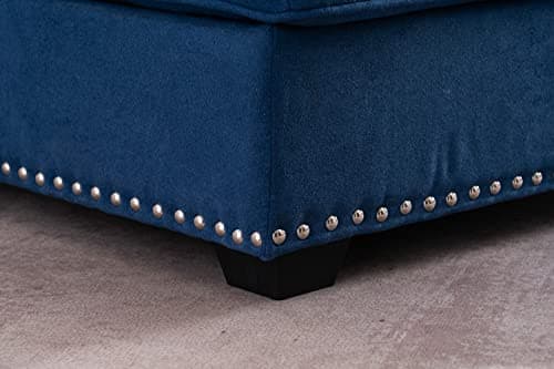 Alexent Chaise Lounge Sofa Bed Sleeper 59" Chair - Traditional Indoor Living Room, Bedroom, Apartment Tufted Classic - Navy Blue 7