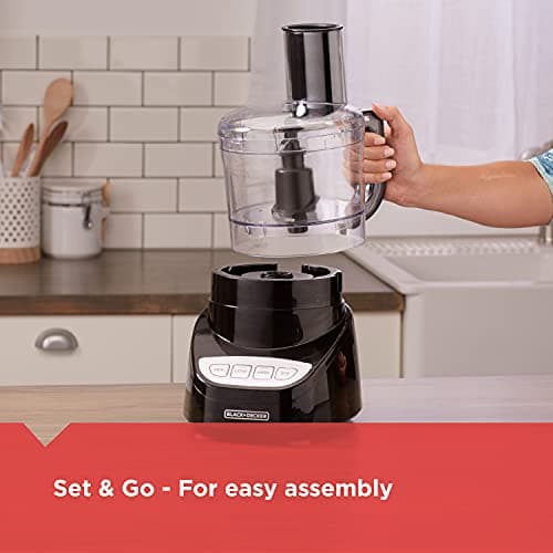 BLACK+DECKER 8-Cup Food Processor, Easy Assembly, Stainless Steel S-Blade, Shred, Slice, Chop, Puree, 450W Motor 6